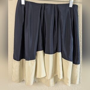 3.1 Phillip Lim Silk Mini Skirt Two-Tone Dark Blue Cream High Low 2 Excellent